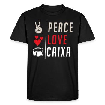 Peace Love Caixa Snare Drum Instrument - Men's Premium Organic T-Shirt - black - Front - Nico (187cm)