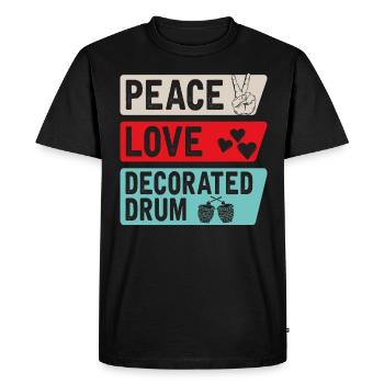 Peace Love Decorated Drum Instrument - Men's Premium Organic T-Shirt - black - Front - Nico (187cm)