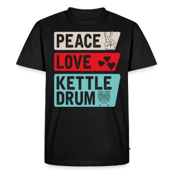 Peace Love Kettle Drum Music Instrument - Men's Premium Organic T-Shirt - black - Front - Nico (187cm)