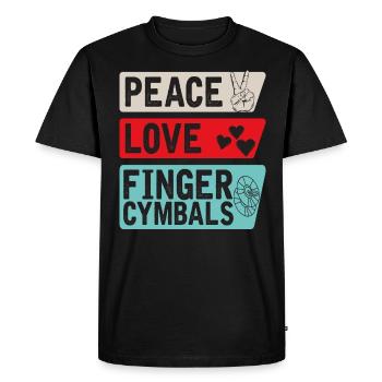 Peace Love Finger Cymbals Belly Dance - Men's Premium Organic T-Shirt - black - Front - Nico (187cm)