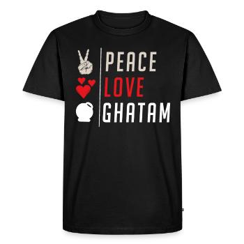 Peace Love Ghatam Drum Instrument - Men's Premium Organic T-Shirt - black - Front - Nico (187cm)