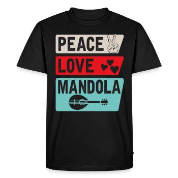 Peace Love Mandola Trombone Instrument - Men's Premium Organic T-Shirt - black - Front - Nico (187cm)