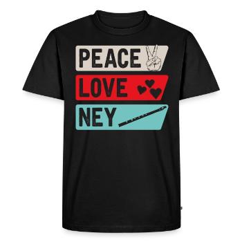 Peace Love Ney Flute Music Instrument - Men's Premium Organic T-Shirt - black - Front - Nico (187cm)