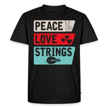 Peace Love Cordes Guitare Acoustique Musique - T-shirt Premium bio Homme - noir - Devant - Nico (187cm)