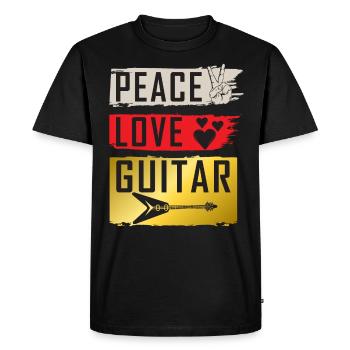 Peace Love Guitaristes d’instruments de guitare - T-shirt Premium bio Homme - noir - Devant - Nico (187cm)