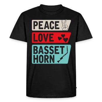 Peace Love Basset Horn Instrument de musique - T-shirt Premium bio Homme - noir - Devant - Nico (187cm)