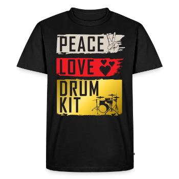 Peace Love Drum Kit Instrument Drummers - Men's Premium Organic T-Shirt - black - Front - Nico (187cm)