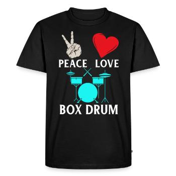 Peace Love Box Drum Musical Instrument - Men's Premium Organic T-Shirt - black - Front - Nico (187cm)
