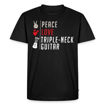 Peace Love Instrument de guitare à triple manche - T-shirt Premium bio Homme - noir - Devant - Nico (187cm)