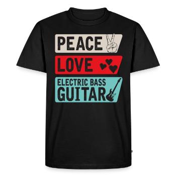 Peace Love Guitare Basse Électrique Musique - T-shirt Premium bio Homme - noir - Devant - Nico (187cm)