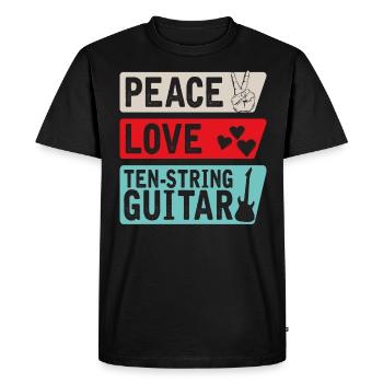 Peace Love Instrument de guitare à dix cordes - T-shirt Premium bio Homme - noir - Devant - Nico (187cm)