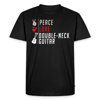 Peace Love Instrument de guitare à double manche - T-shirt Premium bio Homme - noir - Devant - Nico (187cm)