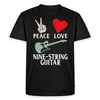 Peace Love Instrument de guitare à neuf cordes - T-shirt Premium bio Homme - noir - Devant - Nico (187cm)