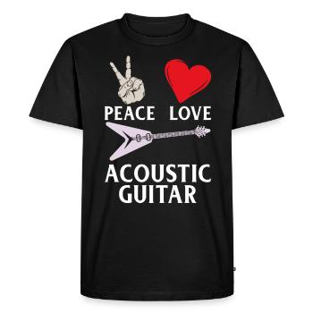Peace Love Instrument de guitare acoustique - T-shirt Premium bio Homme - noir - Devant - Nico (187cm)