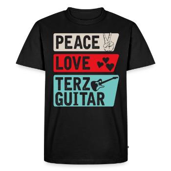 Peace Love Terz Guitare Instrument Musique - T-shirt Premium bio Homme - noir - Devant - Nico (187cm)