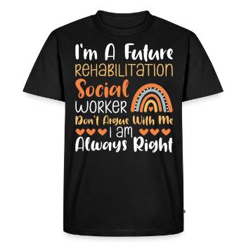 Futur travailleur social en réadaptation Travail social - T-shirt Premium bio Homme - noir - Devant - Nico (187cm)
