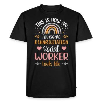 À quoi ressemble un travailleur social en réadaptation - T-shirt Premium bio Homme - noir - Devant - Nico (187cm)