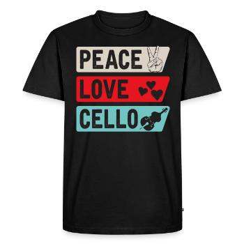 Peace Love Violoncelle Guitare Instrument de Musique - T-shirt Premium bio Homme - noir - Devant - Nico (187cm)