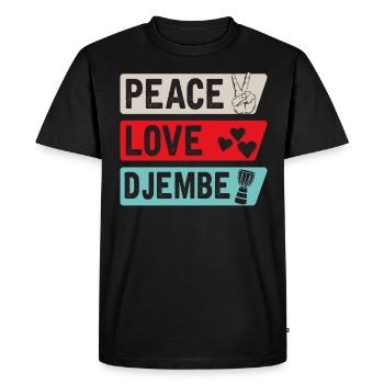 Peace Love Djembe Drum Instrument - Men's Premium Organic T-Shirt - black - Front - Nico (187cm)