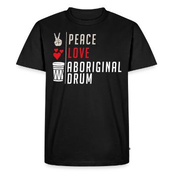 Peace Love Aboriginal Drum Instrument - Men's Premium Organic T-Shirt - black - Front - Nico (187cm)