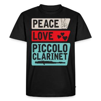 Peace Love Piccolo Instrument de clarinette - T-shirt Premium bio Homme - noir - Devant - Nico (187cm)