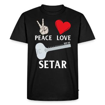Peace Love Setar Instrument - Men's Premium Organic T-Shirt - black - Front - Nico (187cm)