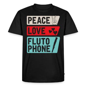 Peace Love Flutophone Instrument - Men's Premium Organic T-Shirt - black - Front - Nico (187cm)