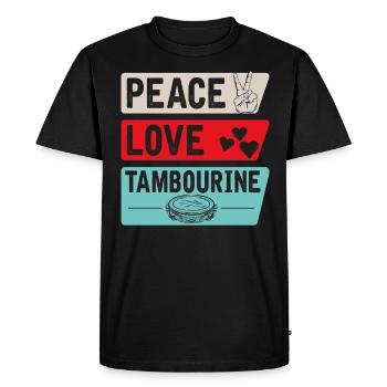 Peace Love Tambourin Instrument de tambour - T-shirt Premium bio Homme - noir - Devant - Nico (187cm)