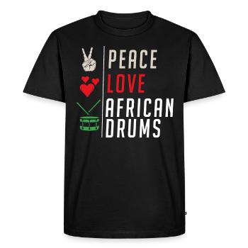 Peace Love African Drums Instrument - Men's Premium Organic T-Shirt - black - Front - Nico (187cm)