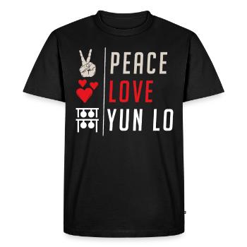 Peace Love Yun Lo Chinese Gong Chime - Men's Premium Organic T-Shirt - black - Front - Nico (187cm)