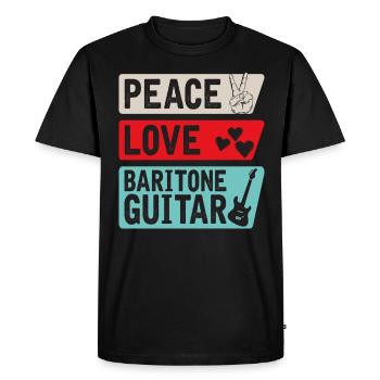Peace Love Baritone Instrument de guitare - T-shirt Premium bio Homme - noir - Devant - Nico (187cm)