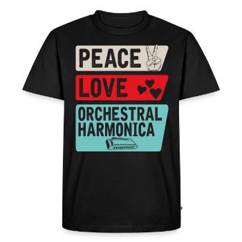 Peace Love Orchestral Harmonica Music - Men's Premium Organic T-Shirt - black - Front - Nico (187cm)