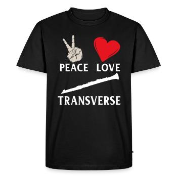 Peace Love Transverse Instrument Musical - T-shirt Premium bio Homme - noir - Devant - Nico (187cm)