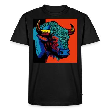 Bison in Pop Art - Männer Premium Bio T-Shirt - Schwarz - Vorne - Nico (187cm)