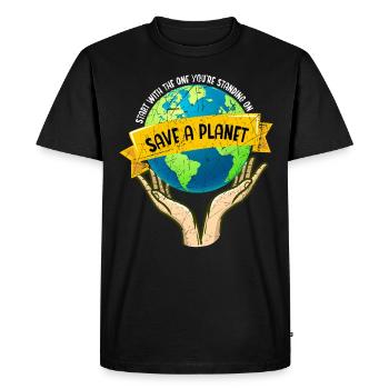 Save A Planet Nature Lover Environmentalist - Men's Premium Organic T-Shirt - black - Front - Nico (187cm)