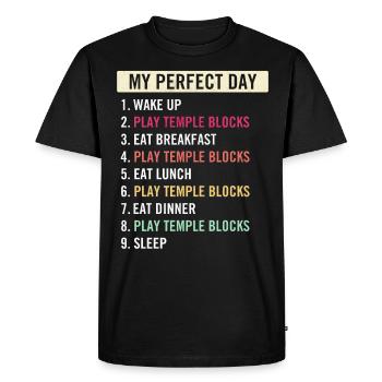 Drôle de Temple Blocks Joueurs Temple Blocks Lovers - T-shirt Premium bio Homme - noir - Devant - Nico (187cm)