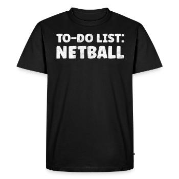 Drôle d’amateur de netball Citations Positional Netball Court - T-shirt Premium bio Homme - noir - Devant - Nico (187cm)