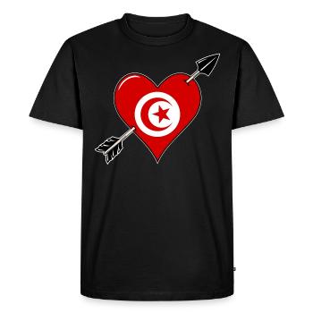 Tunisie drapeau coeur amoureux - T-shirt Premium bio Homme - noir - Devant - Nico (187cm)