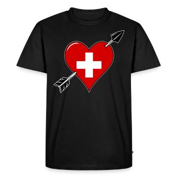 La Suisse drapeau coeur amoureux - T-shirt Premium bio Homme - noir - Devant - Nico (187cm)