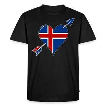 Drapeau islandais coeur amoureux - T-shirt Premium bio Homme - noir - Devant - Nico (187cm)