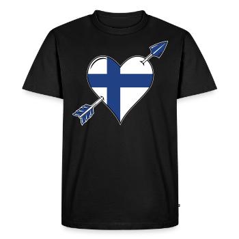 Finlande drapeau coeur amoureux - T-shirt Premium bio Homme - noir - Devant - Nico (187cm)