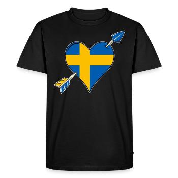 La Suède drapeau coeur amoureux - T-shirt Premium bio Homme - noir - Devant - Nico (187cm)