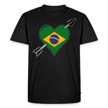 Brésil drapeau coeur amoureux - T-shirt Premium bio Homme - noir - Devant - Nico (187cm)