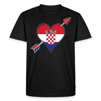 Croatie drapeau coeur amoureux - T-shirt Premium bio Homme - noir - Devant - Nico (187cm)
