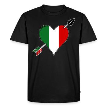 Italie drapeau coeur amoureux - T-shirt Premium bio Homme - noir - Devant - Nico (187cm)