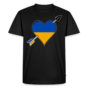 Ukraine drapeau coeur amoureux - T-shirt Premium bio Homme - noir - Devant - Nico (187cm)