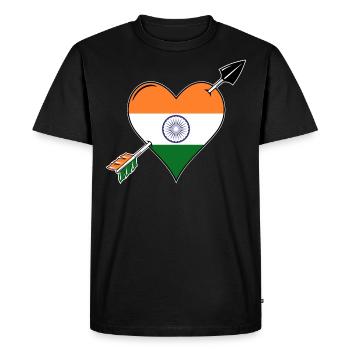 Drapeau de l’Inde coeur amoureux - T-shirt Premium bio Homme - noir - Devant - Nico (187cm)