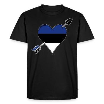 Estonie drapeau coeur amoureux - T-shirt Premium bio Homme - noir - Devant - Nico (187cm)