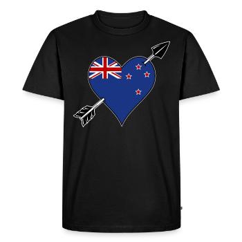 Drapeau néo-zélandais coeur amoureux - T-shirt Premium bio Homme - noir - Devant - Nico (187cm)