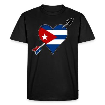 Cuba drapeau coeur amoureux - T-shirt Premium bio Homme - noir - Devant - Nico (187cm)